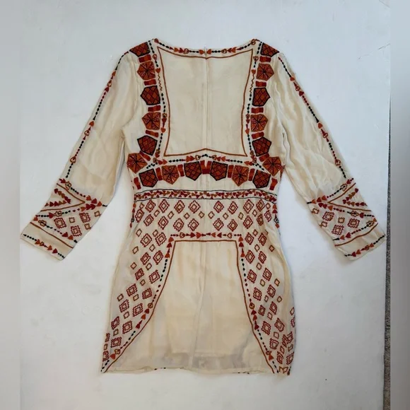Antik Batik Cream Embroidered Mini Dress – Boho Festival Vibe - Picture 5 of 14